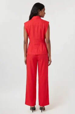 KarenMillen Chemisier Tissé Haut De Gamme En Viscose Lin Avec Surpiqûres Et Détail De Couture À La Taille<Femme Ensembles|Tops