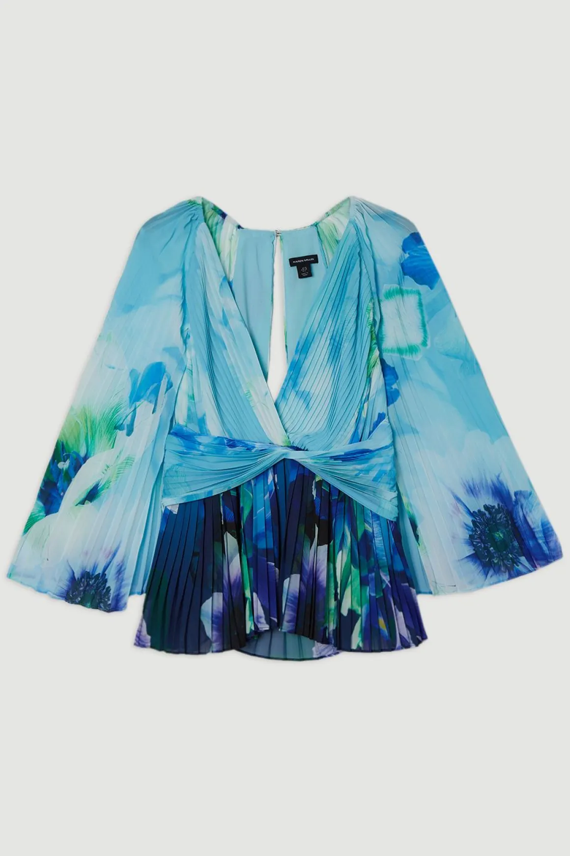Chemisier tissé à plis doux à motif floral ombré avec cape
