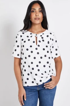 Wallis Chemisier Tissé À Pois Avec Détail Torsadé Petite<Femme Pois|Tops