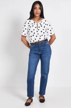 Wallis Chemisier Tissé À Pois Avec Détail Torsadé Petite<Femme Pois|Tops