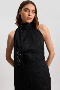 Chemisier Tissé À Rayures Slub Auto-rayées Avec Détail Foulard