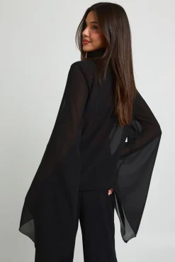 boohoo Chemisier Transparent Col Montant Manches Spectaculaires<Femme Tops