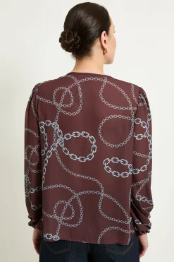 Wallis Chemisier À Volants Et Imprimé Chaînes<Femme Looks Chocolat|Tops D’Automne