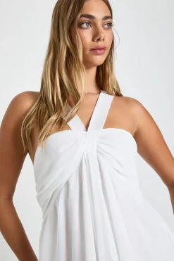 boohoo Chiffon Lace Mix Halterneck Maxi Dress<Femme Satin Et Dentelle|Robes