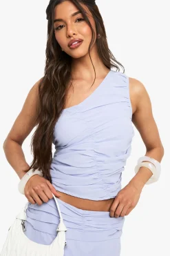 Chiffon plissé à une épaule Court