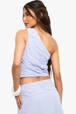 Chiffon plissé à une épaule Court