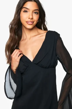 Chiffon Plunge Mini Dress