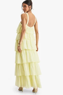 boohoo Chiffon Robe Maxi à Étages à Col Halter<Femme Robes|Robe Invitée Mariage