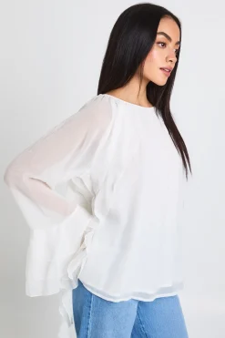 boohoo Chiffon à volants et boutons dans le dos – Chemisier<Femme Tops