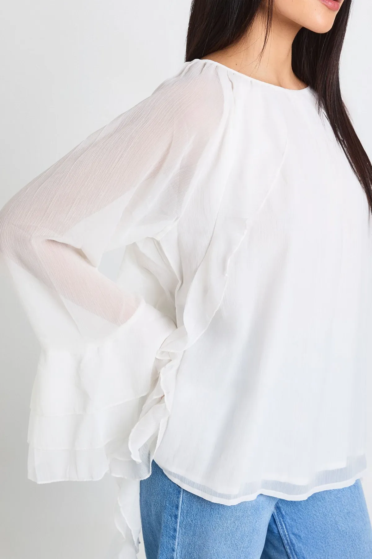 boohoo Chiffon à volants et boutons dans le dos – Chemisier<Femme Tops