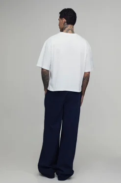 Chino Décontracté Taille Haute Élastiquée Coupe Ample Essentiel