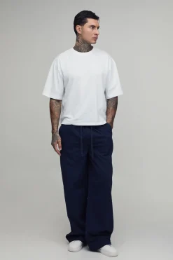 Chino Décontracté Taille Haute Élastiquée Coupe Ample Essentiel
