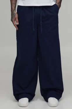 Chino Décontracté Taille Haute Élastiquée Coupe Ample Essentiel