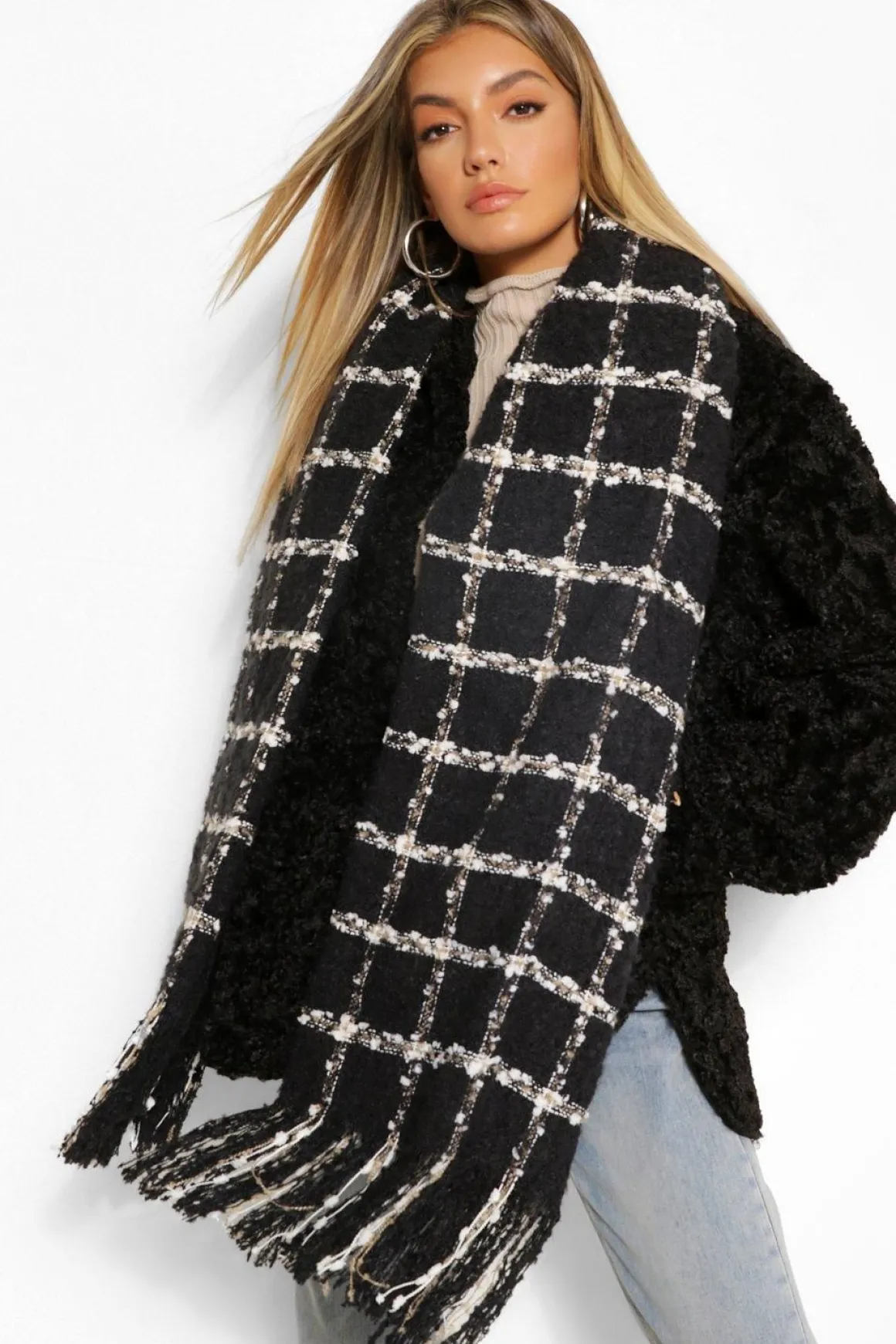 Chunky Check Fringe Scarf
