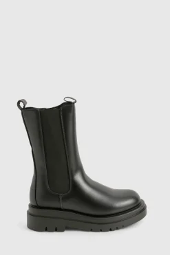 Chunky Cleated Calf High Chelsea Boots