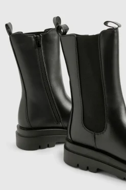 Chunky Cleated Calf High Chelsea Boots
