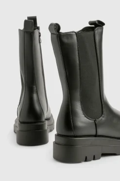 Chunky Cleated Calf High Chelsea Boots
