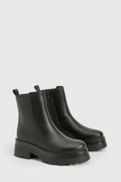boohoo Chunky Elastic Panel Chelsea Boots< Bottes|Bottes Noires