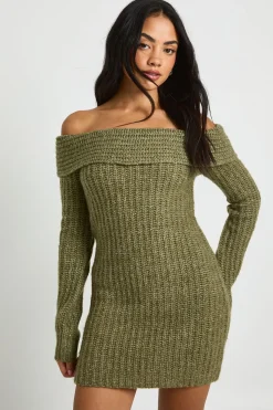 Chunky Knit Bardot Mini Dress