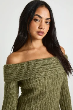 Chunky Knit Bardot Mini Dress