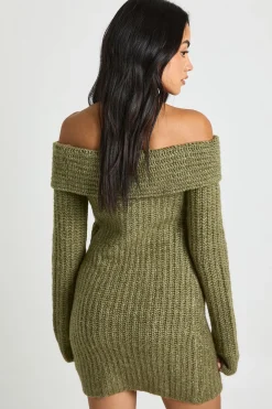 Chunky Knit Bardot Mini Dress