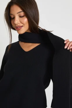 boohoo Chunky Rib Boxy Fit Jumper and Scarf 2 Piece<Femme Pulls Et Gilets|Toutes Les Mailles