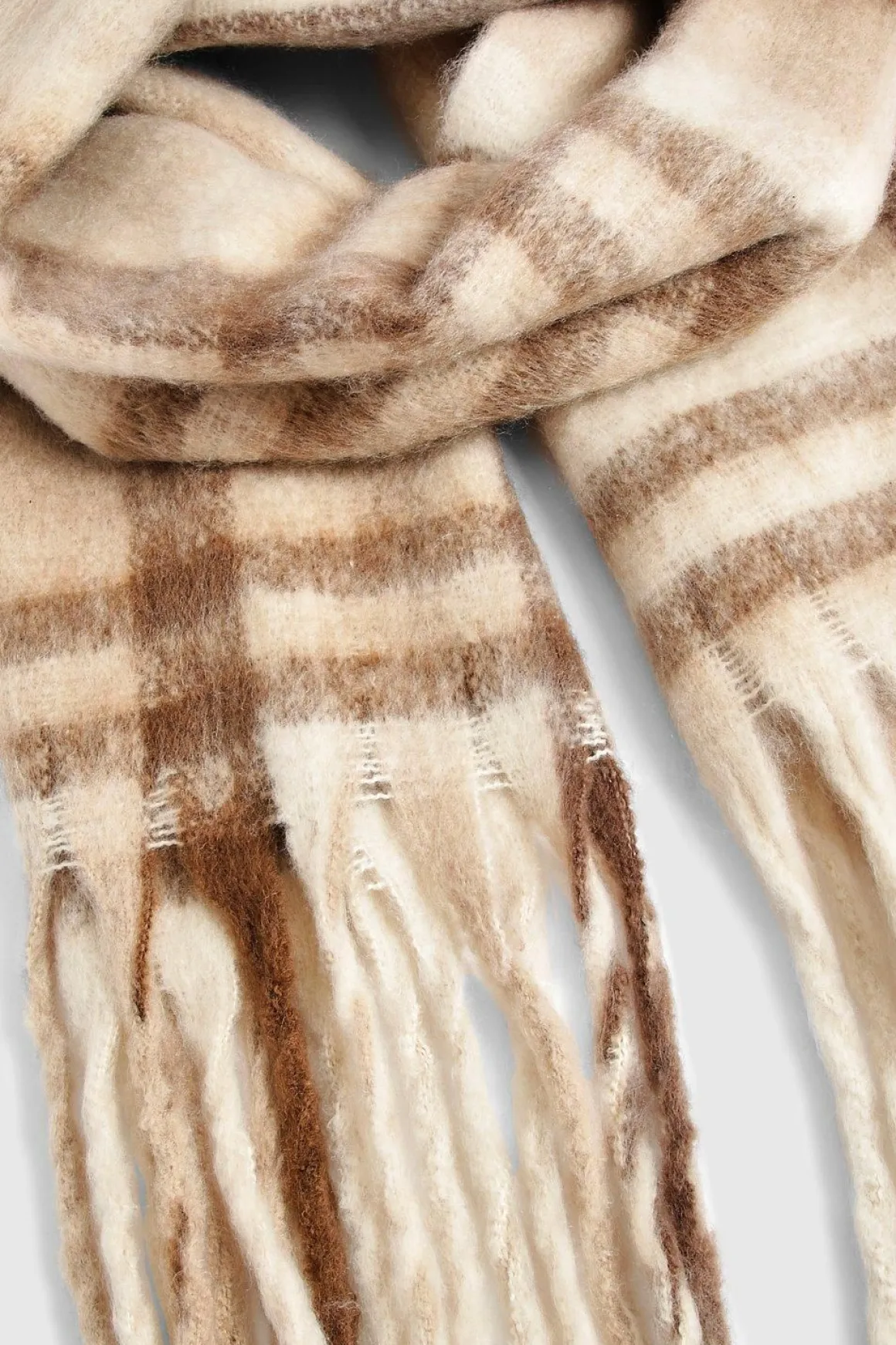 Chunky Stone Checked Fringe Scarf