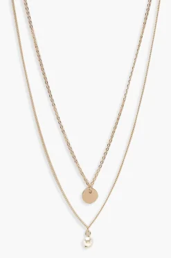 Circle & Pearl Simple Layered Necklace