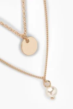 Circle & Pearl Simple Layered Necklace