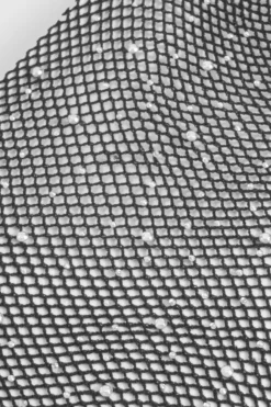 Collants noirs en résille ornés de diamants