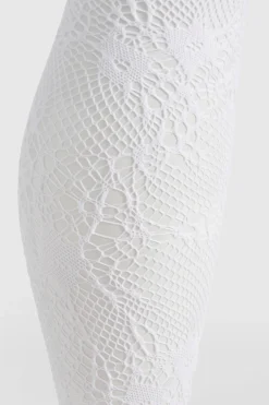 Collants Résille Blancs Avec Détails En Dentelle