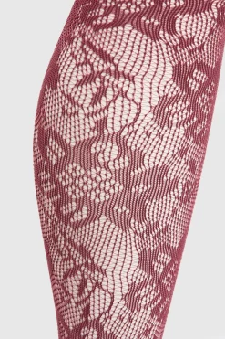 boohoo Collants Résille Bordeaux À Motif Floral Dispersé<Femme Lingerie Et Sous-Vêtements|Collants
