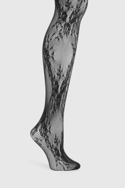 boohoo Collants résille à dentelle florale e<Femme Lingerie Et Sous-Vêtements|Satin Et Dentelle