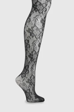 Collants Résille à Motifs Floraux en Dentelle