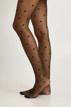 boohoo Collants Transparents À Imprimé Mini Cœurs<Femme Lingerie Et Sous-Vêtements|Collants