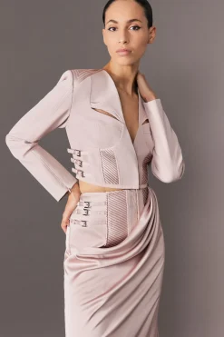 KarenMillen Collection Archive - Jupe maxi sirène en satin drapé sur mesure avec détail corset<Femme Tailleurs|Jupes
