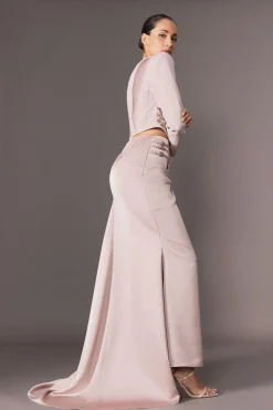 KarenMillen Collection Archive - Jupe maxi sirène en satin drapé sur mesure avec détail corset<Femme Tailleurs|Jupes