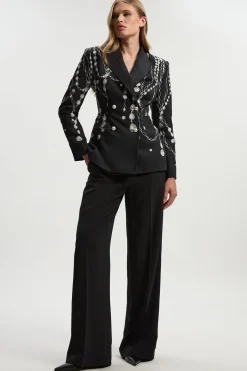 Collection Archive - Pantalon Petite en Satin Tailleur à Jambes Évasées