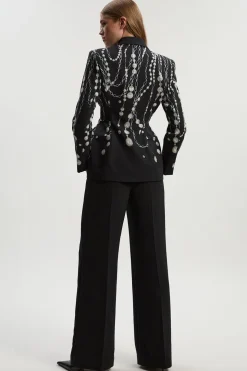 Collection Archive - Pantalon Petite en Satin Tailleur à Jambes Évasées