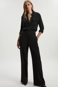 Collection Archive - Pantalon Petite en Satin Tailleur à Jambes Évasées