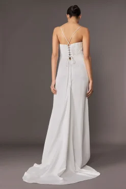 KarenMillen Collection Archive - Robe Maxi corset sur mesure en satin drapé façon queue de poisson<Femme Tailleurs|Robes Corset
