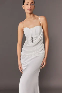 KarenMillen Collection Archive - Robe Maxi corset sur mesure en satin drapé façon queue de poisson<Femme Tailleurs|Robes Corset