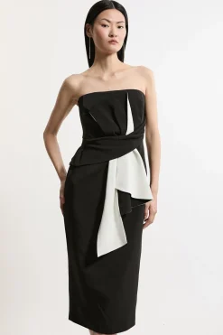 Collection Archive - Robe midi en crépon à bandeau avec un petit détail de nœud