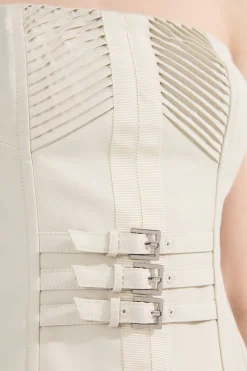 Collection d'archives – Corset bustier en coton structuré surpiqué avec ceinture en grosgrain