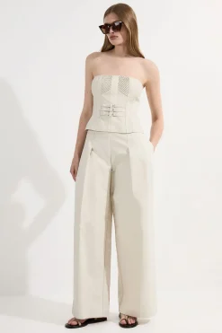 Collection d'archives – Corset bustier en coton structuré surpiqué avec ceinture en grosgrain