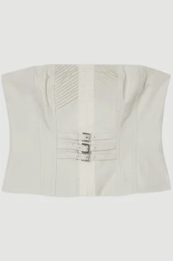 Collection d'archives – Corset bustier en coton structuré surpiqué avec ceinture en grosgrain