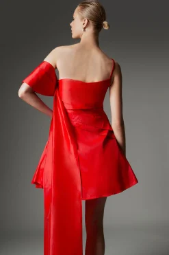 Collection d'archives - Mini robe à épaule drapée en taffetas