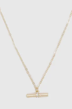 Collier barre en T doré