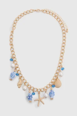 Collier À Breloques Imprimé Porcelaine Détails Océan
