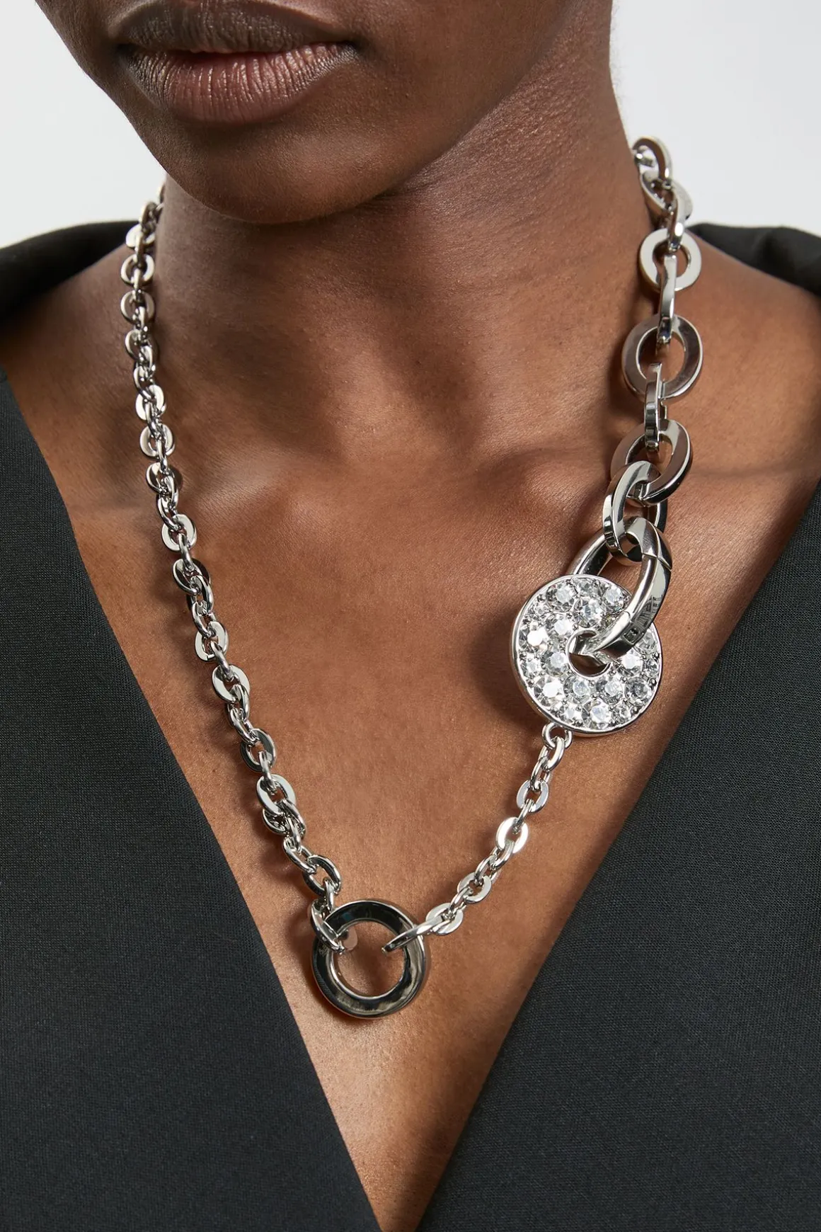 Collier Chaîne À Anneaux Cristallisés